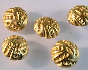1 1/8" Gold Dome Shank button, Vintage button, Round Gold button, Gold Shank, Dome Button, Gold Button, Textured Surface, Carved Look