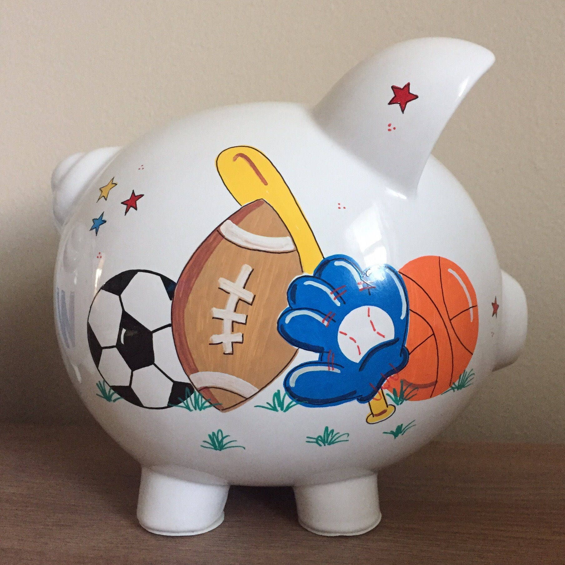 Personalized Boys Sports Piggy Bank