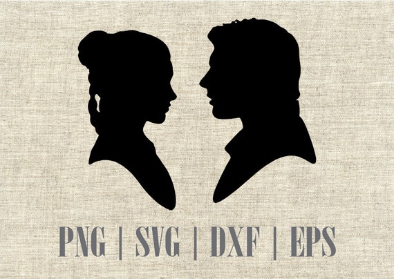 Han Solo and Princess Leia Star Wars Silhouette SVG Cutting