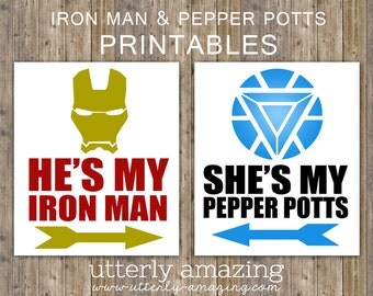 Iron Man & Pepper Potts Typography Digital Print
