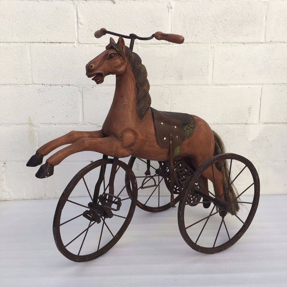Vintage Tricycle Velocipede Horse FREE SHIPPING in US Carved