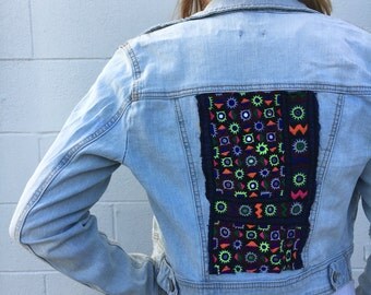 denim jean patch mirror jacket india embroidery