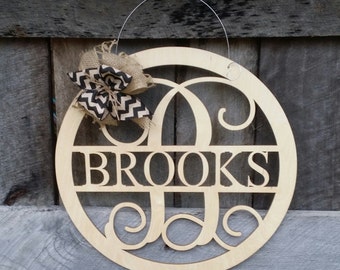 Wooden Door Hanger - Personalized Wreath - Name Wall Hanging - Personalized Door Hanger