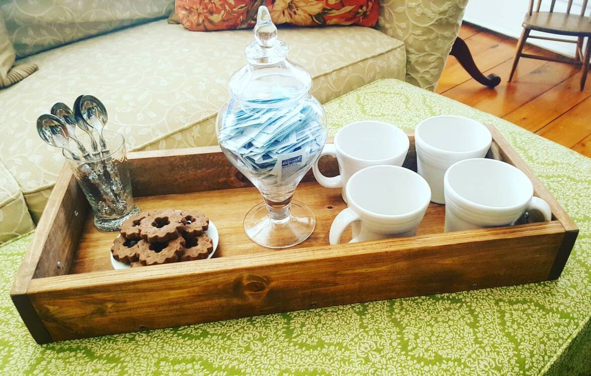 Serving tray with handles, Wooden box, Rustic farmhouse, Table decor, Cup handles, Centerpiece, Candle box, Wedding decor, Storage, Ottoman