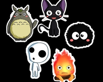 Studio Ghibli Stickers - Studio Ghibli Chibi Stickers - Miyazaki Stickers - Totoro, Calcifer, Jiji, Kodama - Buy individually or as a set