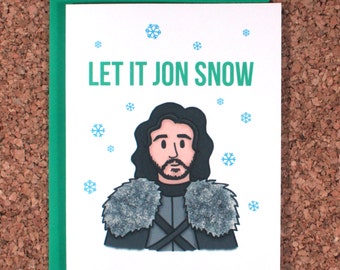 Game of Thrones Christmas Holiday Card / Let it Jon Snow Card / Christmas, Stark