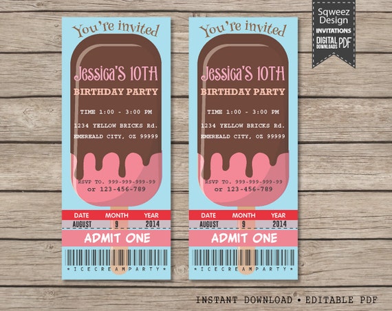 ice cream invitation summer party summer invitation pool party ice