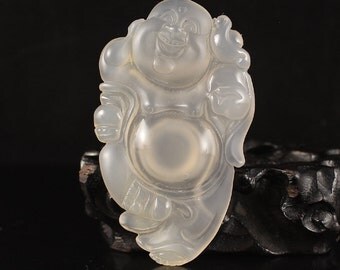 N3433 Chinese Natural Agate Laughing Buddha Pendant