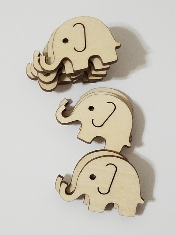 Wooden Elephant Shape Cut Outs Embellishments Scrap