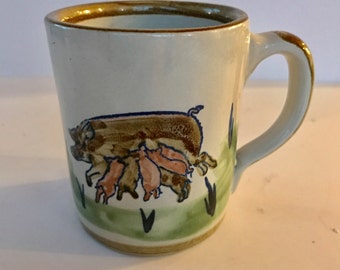 Louisville Stoneware Mother Pig and Piglets Coffee Mug
