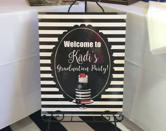 Graduation Party, Kate Spade Inspired Printable Sign, Customized with graduates name, Large format printable, Welcome sign, 16x20, 24x30