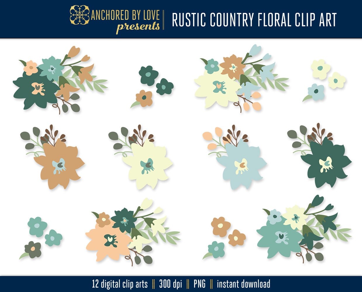 Rustic Country Wedding Clipart, Rustic Clip Art, Fall ...