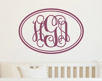 Vine Monogram Vinyl Wall Decal Monogram Vinyl Decal Bedroom Wall Decal Nursery Monogram Decals Home Decor Decal