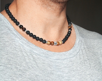 Boyfriend gift|for|him Capricorn necklace Mens necklaces January birthstone Capricorn zodiac necklace Mens bead necklace birthstone jewelry