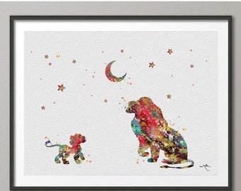 Items similar to The Lion King Rafiki and Simba Art Poster Watercolor ...