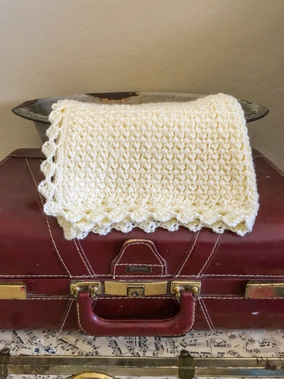 Crochet Baby Blanket Mini Puff Stitch in Off by LifeInOurNomad