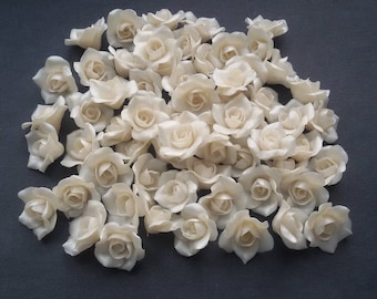 Pearl Roses beads (5pcs), white pearl roses, Flower beads, handmade beads, polymer clay beads 0,6"-0,68" (1,5-1,7cm), rose beads