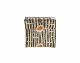 Block printed and painted purse