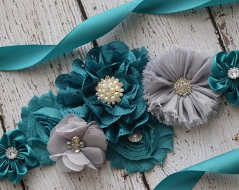 Teal bridal sash | Etsy