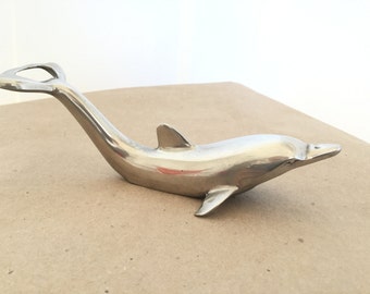 Vintage Polished Chrome Dolphin Bottle Opener Mid Century