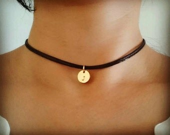 Engraved Choker, Initial Choker Necklace, Coin Choker, Coin Necklace, Personalized Choker, Personalized Jewelry, Monogram Choker, Bohemian