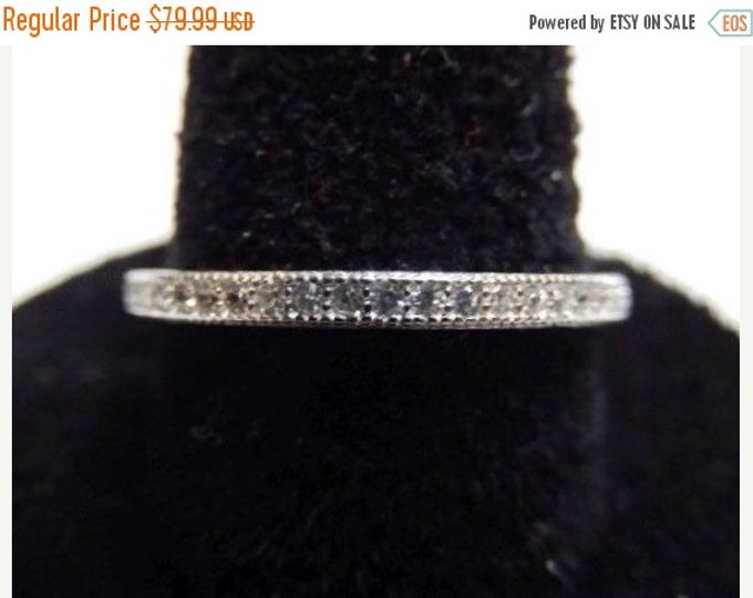 Storewide 25% Off SALE Vintage Sterling Silver Faceted Channel Set Clear Stone Engagement Ring Featuring Eternity Set Design