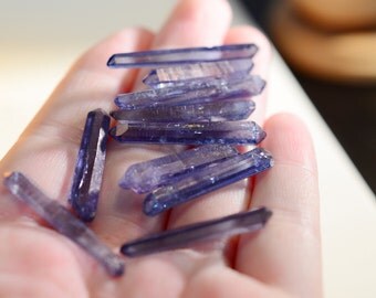 Double Terminated Indigo Aura (Tanzine Aura) quartz points! Intuition Third Eye. Crystal Grids & alters. High vibration H
