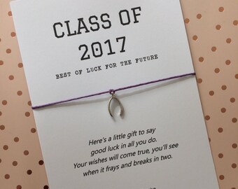 Class of 2017 Wish bracelet - Graduation string bracelet - Graduation charm bracelet - Class of 2017 - Graduation Gift - Student Gift
