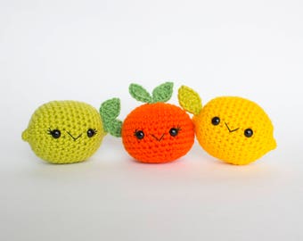 PATTERN: Crochet Fruit Pack, Citrus Fruit, Crochet Play Food Pattern, PDF Crochet Pattern
