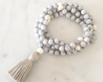Dream Mala (grey)- mala beads, mala necklace, tassel necklace, mala, mala beads necklace, tassel necklaces, beaded necklace, mala beads 108