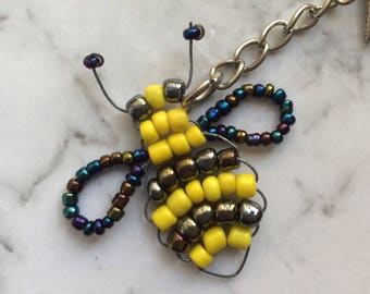 Bumblebee Bee beaded wire bug Charm key chain