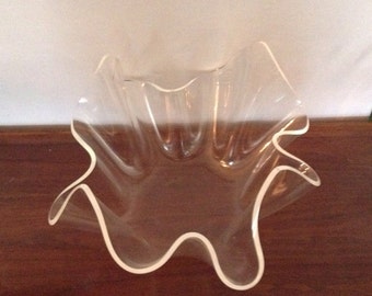 LARGE Orginal Vintage Lucite Salad Bowl Handkerchief Style 70's