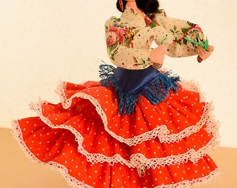 Vintage Spanish Dancer Roldan Fabric Doll