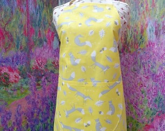 Fox Apron with Pocket , Adjustable Neck Strap. With or Without Hand Embroidered Name . Limited Edition