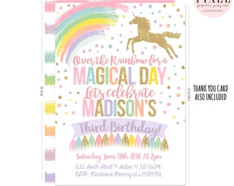 Magical Unicorn Birthday Invitation Rainbow Unicorn Birthday Invitation Unicorn Invitation Unicorn Party Pink Gold Unicorn Birthday Party