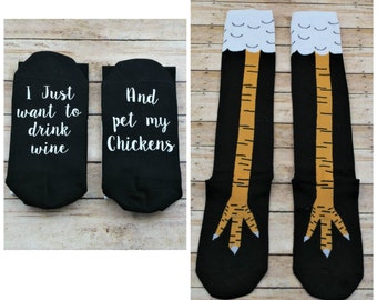 Chicken Socks - knee high socks - Chicken Clothing - Womens socks - Chicken Lover - Backyard Farmer Gift - 4h socks - Chicken Legwarmers