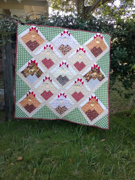 Items similar to Chicken Quilt 36" x 36" with rod pocket on Etsy