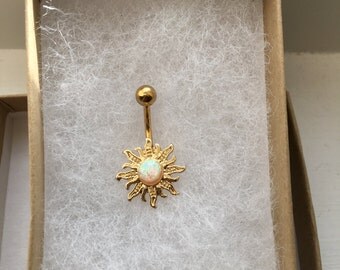 Opal Sun Belly Button Ring. Synthetic Opal.243