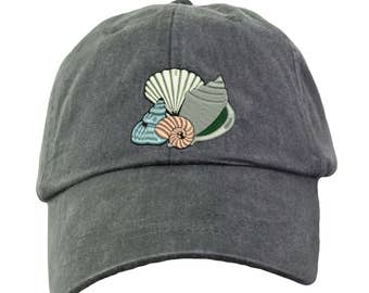 SEASHELLS Hat. Ladies Monogram Hat. Monogram Baseball Hat. Cool Mesh Lining & Adjustable Strap. 33 Colors Avail. HER-LP101