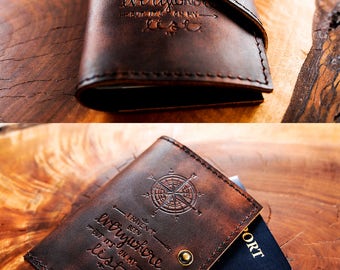 Leather Passport Cover - Travel Passport - Personalized Wallet - Passport Cover... Custom Full Grain Leather Passport