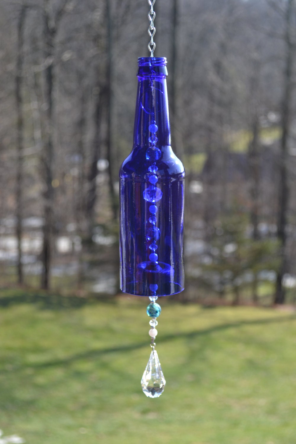 Beer Bottle Wind Chime/Blue Glass Wind Chime
