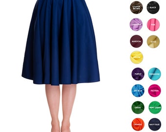Custom Skirt Circle Skirt Midi Skirt Mini Skirt Custom Length with Pockets Swing Skirt Pinup Skirt Party Skirt Plus Size Bridesmaid Skirt