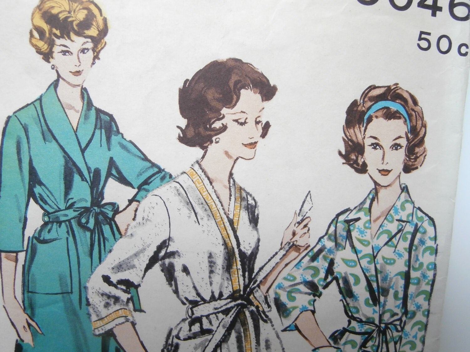 Vintage Size 20 BUTTERICK 9046 Bathrobe Sewing Pattern, Bust 40, 1950's