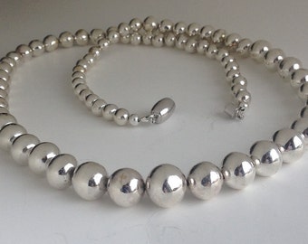 Silver Ball Necklace. Silver Beaded necklace. Ball necklace. Argentium silver necklace. Unique silver jewellery.