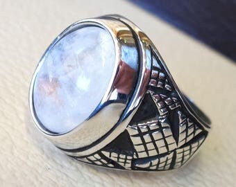flashy moonstone men ring natural stone dur al najaf sterling silver 925 stunning genuine gem two ottoman arabic style jewelry all sizes