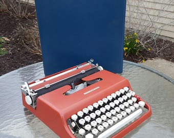 Working Sears Courier manual Typewriter with case Red Portable typewriter