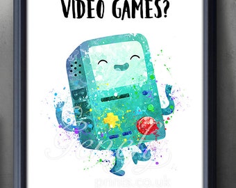 Adventure Time BMO Beemo Quote Watercolor Art Poster Print - Wall Decor - Watercolor Painting - Home Decor - Nursery Decor