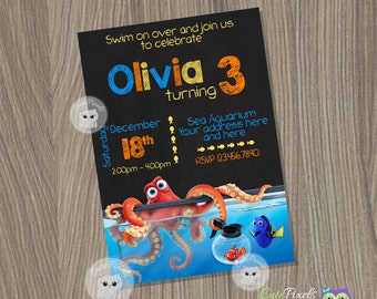 Finding Dory Invitation, Finding Nemo Invitation, Nemo Invitation, Dory Invitation, Hank Invitation, Finding Dory Birthday, Finding Nemo