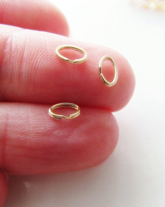 14k gold oval split ring 3.6x5.8mm round solid 14 carat