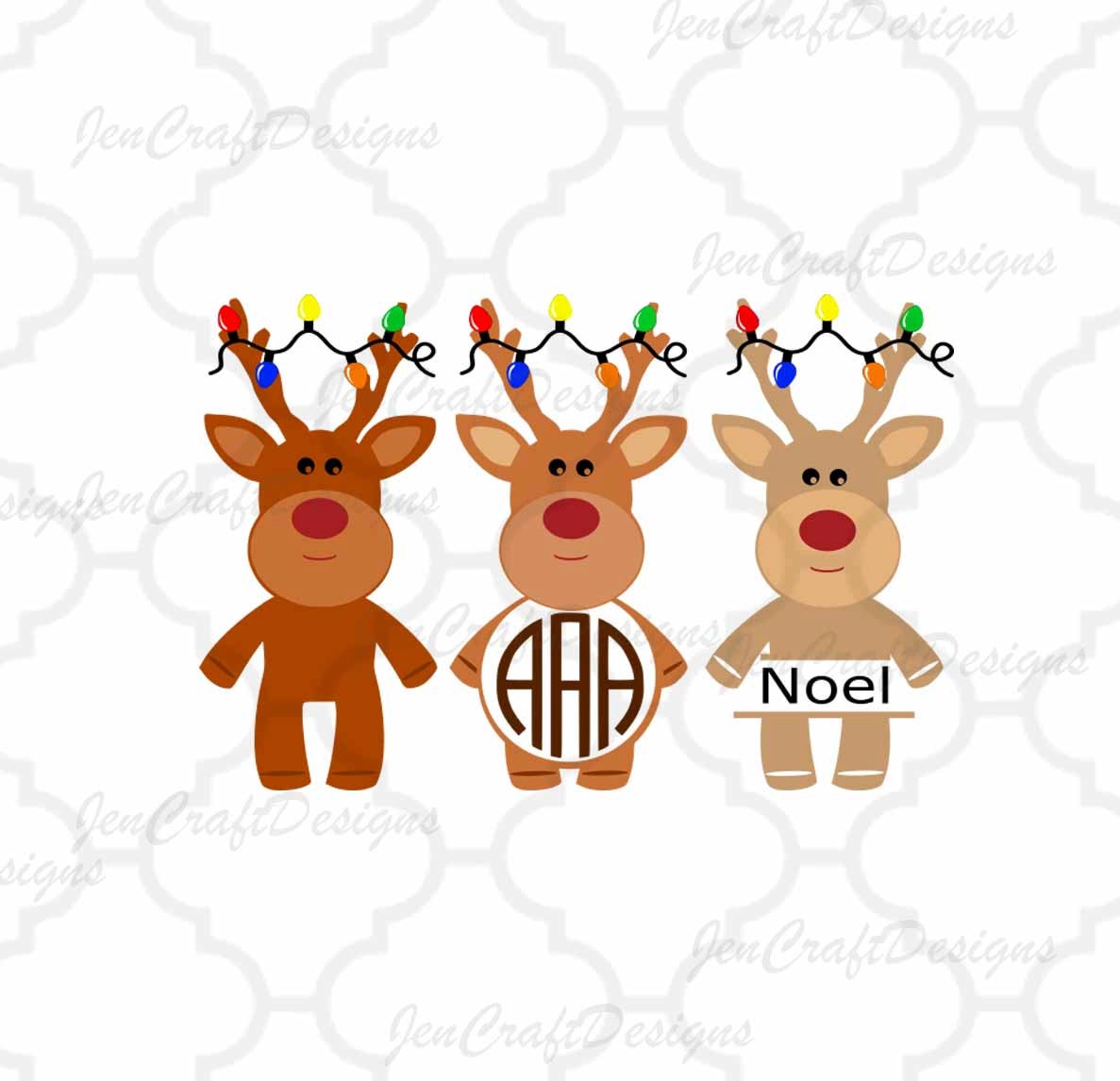 Reindeer Monogram Frames SVG Cutting Files, SVG Eps Png 